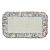 FAIRE - VHC Brands Kaila Ruffled Ticking Cream and Blue Country Farmhouse Bathmat