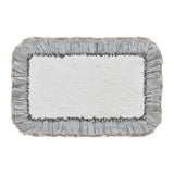 FAIRE - VHC Brands Rugs 20X30" Ashmont Farmhouse Bath Mat-Cream with Blue Stripe & Burlap Ruffles