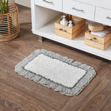 FAIRE - VHC Brands Rugs Ashmont Farmhouse Bath Mat-Cream with Blue Stripe & Burlap Ruffles