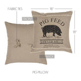 FAIRE - VHC Brands Throw Pillows Pig Pillow 18x18 Sawyer Mill Charcoal Natural