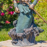 Faire- Zaer Ltd. International 50" T Mgo Merman Garden Statue Holding Trident- Antique Bronze