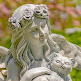 Faire- Zaer Ltd. International Angel with cat statue Angel Holding Cat Statue, 39" Tall Magnesium