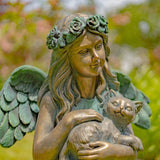 Faire- Zaer Ltd. International Angel with cat statue Angel Holding Cat Statue, 39" Tall Magnesium