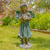 Faire- Zaer Ltd. International Angel with cat statue Angel Holding Cat Statue, 39" Tall Magnesium