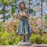 Faire- Zaer Ltd. International Angel with cat statue Patina Angel Holding Cat Statue, 39" Tall Magnesium