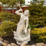 Faire- Zaer Ltd. International garden statue Ivory 48" Merman Garden Statue Throwing Trident- Antique Bronze