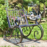 Faire- Zaer Ltd. International Iron patio rockers Iron Outdoor Rocking Chair Double or Single White or Bronze Beautiful!