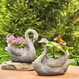 Magnesium Swan Planters Set of 2