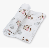 Farm Scene Set of Muslin Swaddle Blankets by LollyBanks- Pig, Cow, Tractor