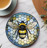 Fernville Creations 3.6-Inch Glossy Fernville Creations - Bee Coaster, Bee Keeper Gift, Nature Inspired Home Decor