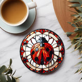 Fernville Creations 3.6 Inch Glossy Fernville Creations - Nature Inspired Ceramic Coaster with Cork Back