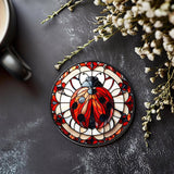 Fernville Creations 3.6 Inch Glossy Fernville Creations - Nature Inspired Ceramic Coaster with Cork Back