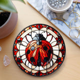 Fernville Creations 3.6 Inch Glossy Fernville Creations - Nature Inspired Ceramic Coaster with Cork Back