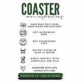 Fernville Creations 3.6 Inch Glossy Fernville Creations - Nature Inspired Ceramic Coaster with Cork Back