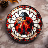 Fernville Creations 3.6 Inch Glossy Fernville Creations - Nature Inspired Ceramic Coaster with Cork Back