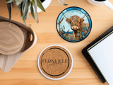 Highland Cow Coaster - Printed Stained Glass Style by Fernville Creations