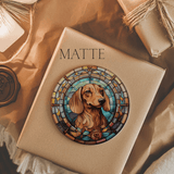 Fernville Creations 4 Inch Glossy Fernville Creations - Printed Stained Glass Dachshund Ceramic Coaster
