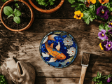 Fernville Creations 4 Inch Glossy Fernville Creations - Stained Glass Koi & Goldfish Ceramic Coasters for Home Decor