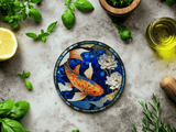 Fernville Creations 4 Inch Glossy Fernville Creations - Stained Glass Koi & Goldfish Ceramic Coasters for Home Decor