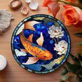 Fernville Creations 4 Inch Glossy Fernville Creations - Stained Glass Koi & Goldfish Ceramic Coasters for Home Decor