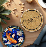Fernville Creations 4 Inch Glossy Fernville Creations - Stained Glass Koi & Goldfish Ceramic Coasters for Home Decor
