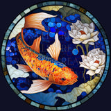 Fernville Creations 4 Inch Glossy Fernville Creations - Stained Glass Koi & Goldfish Ceramic Coasters for Home Decor