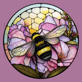 Fernville Creations Coasters 3.6 Inch Glossy Bumble Bee Flower Stained Glass Ceramic Coasters