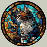 Fernville Creations Coasters 4 Inch Glossy Cat Coaster with Stained Glass Motif, Eco-Friendly Ceramic