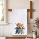 Highland Cow Hand Towel, Farmhouse Kitchen, Rustic Décor