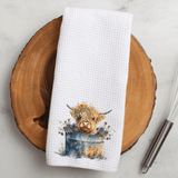 Fernville Creations Highland Cow Hand Towel, Farmhouse Kitchen, Rustic Décor