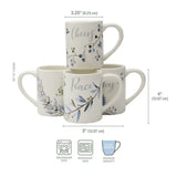 FITZ AND FLOYD/LIFETIME BRANDS INC CHRISTMAS Noel Noir Mug Set, 4 Pieces Fitz & Floyd, Dishwasher and Microwave Safe Ceramic Earthenware Generic