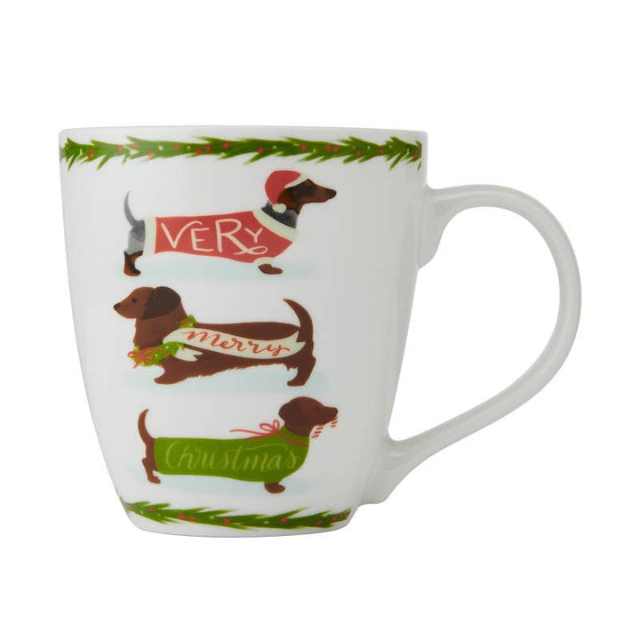Fitz and Floyd® Mikasa® Pfaltzgraff® Multi / No / Porcelain Fitz and Floyd® Mikasa® Pfaltzgraff® - Pfaltzgraff 18Oz Mug Vry Merry Xmas Dachshund Open Stock