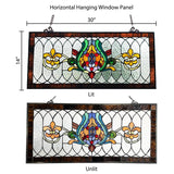 Oakley Blue or Amber Tiffany Style Stained Glass Pub Window Panel 30"L