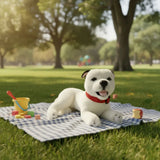 FurTastic Friends by Bocchetta Plush Toys Realistic White Staffordshire Bull Terrier with Black Ears Plushie Size 35cm/13.75"