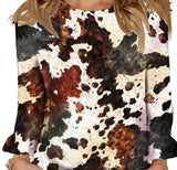 Galleria Enterprises Brown / S Animal Print & Solid Long Sleeve Luxury Blouses for Women