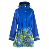 Van Gogh Irises Stunning Blue Rain Jacket for Women