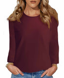 Galleria Enterprises Red / S Animal Print & Solid Long Sleeve Luxury Blouses for Women