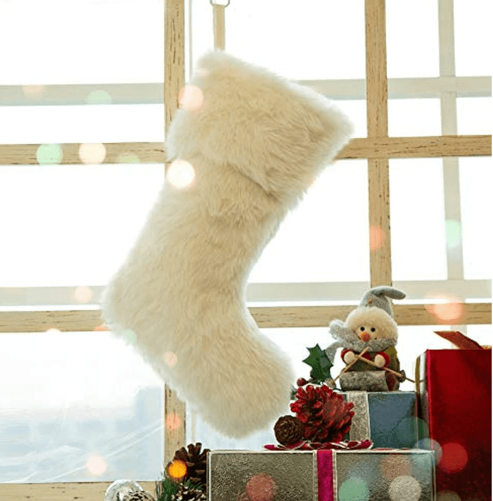 GLITZHOME LLC CHRISTMAS Plush with Snowflake Christmas Stocking Polyester Holiday Decor Imported