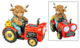 Hanna's Handiworks Hanna's Handiworks - HIGHLAND COW TRACTOR WITH SOLAR LIGHTS