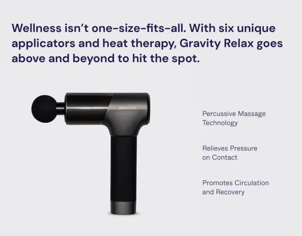 Percussive Heated Massager Rechargeable Made in the USA Gravity