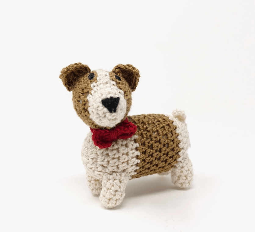 Jack Russell Terrier Handknit Christmas Ornament Fair Trade