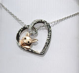 Pink Pig In Heart Necklace-Keep me in your heart Moissanite, Special Plating!