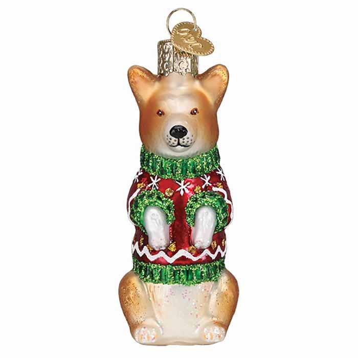 Kelley and Company Kelley and Company - Ornament - Glass Christmas Corgi