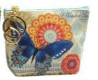 Kellis Gifts Coin Bag Keychain Dark Blue Zipper with Dark Blue Butterfly Butterfly Coin Purses Assorted