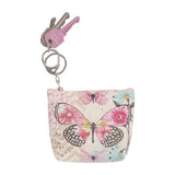 Kellis Gifts Coin Bag Keychain Dark Pink Zipper with dark pink and black and white and pink butterfly Butterfly Coin Purses Assorted