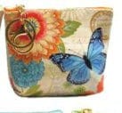 Kellis Gifts Coin Bag Keychain Light Blue Zipper With light blue butterfly Butterfly Coin Purses Assorted