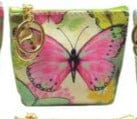 Kellis Gifts Coin Bag Keychain Light Pink Zipper with green and pink Butterfly Butterfly Coin Purses Assorted