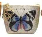 Kellis Gifts Coin Bag Keychain Tan with blue black white Butterfly Butterfly Coin Purses Assorted