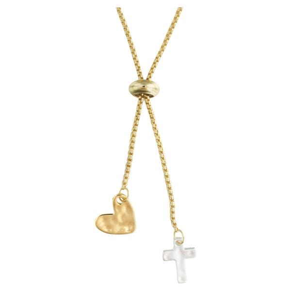 Kellis Gifts Fashion Necklace Lariat Giving Necklace W/ Heart and Cross Charms