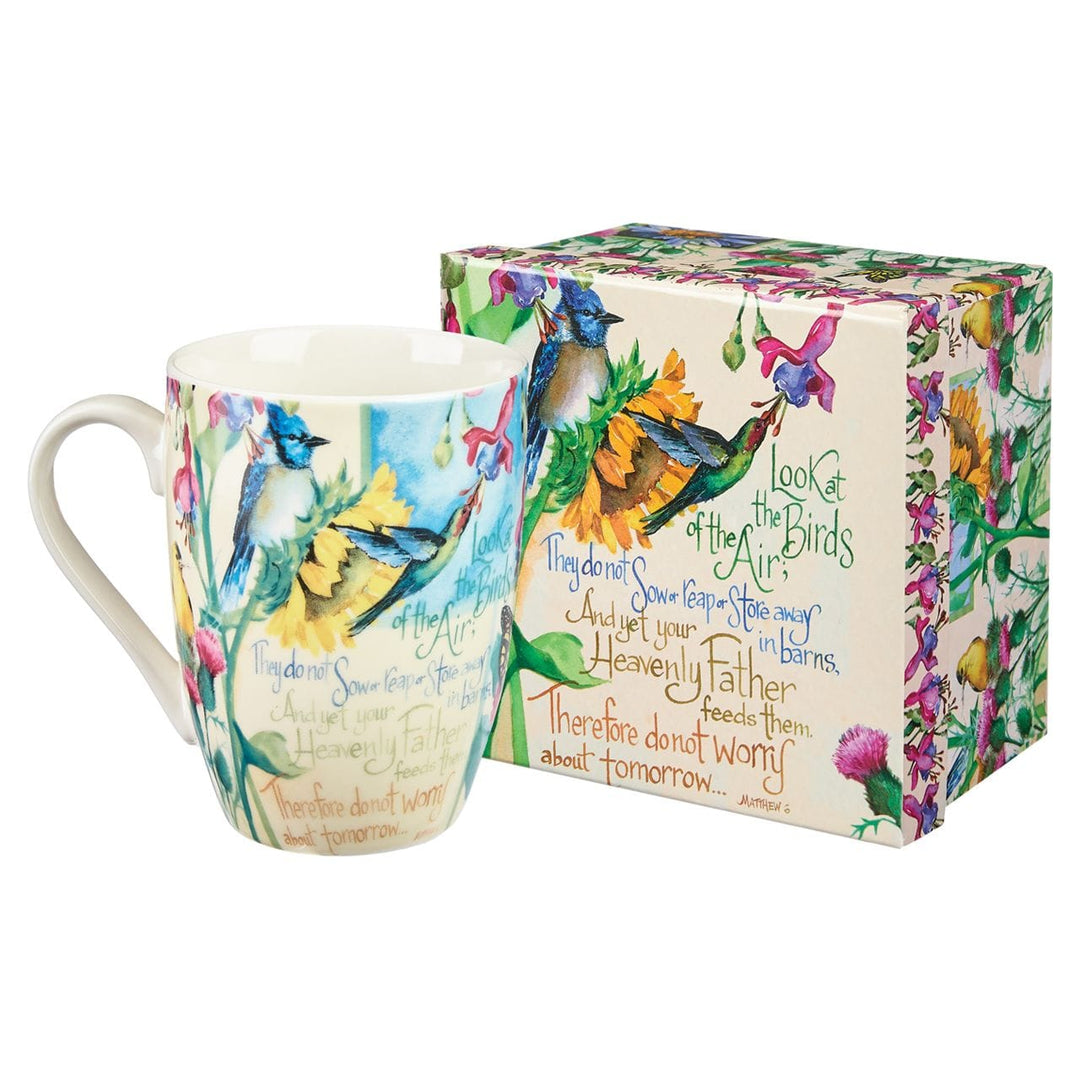Kellis Gifts Mugs Look at the Birds Scripture Mug Inspirational Beautiful Bird Mug